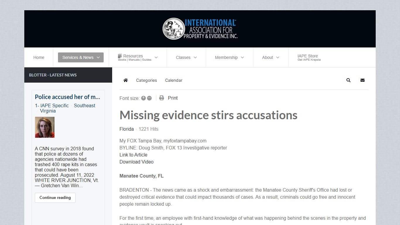 Missing evidence stirs accusations - IAPE News Blog ...